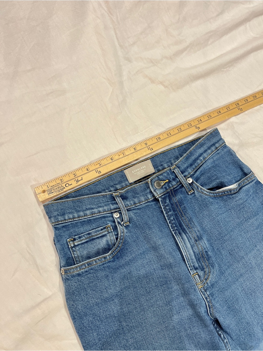 Everlane The Original Cheeky Jean High Rise Straight Ankle Crop Blue Denim Sz 28 - Picture 9 of 12